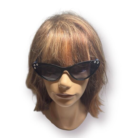 Miu Miu‎ Cateye Sunglasses Black Blue Frame w/ Crystals Rare Glam SMU-05T